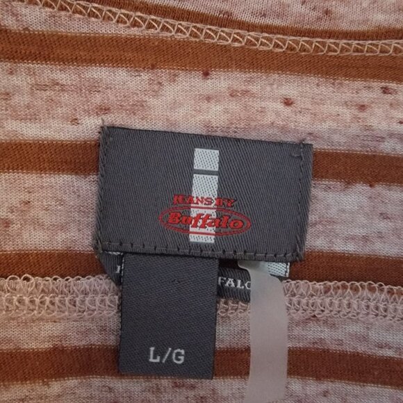 Jeans By Buffalo Striped Linen Poly Cotton Blend Shirt Size L Women’s Classic - Picture 3 of 7